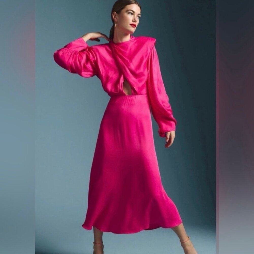 Farm Rio midi open back satin dress M